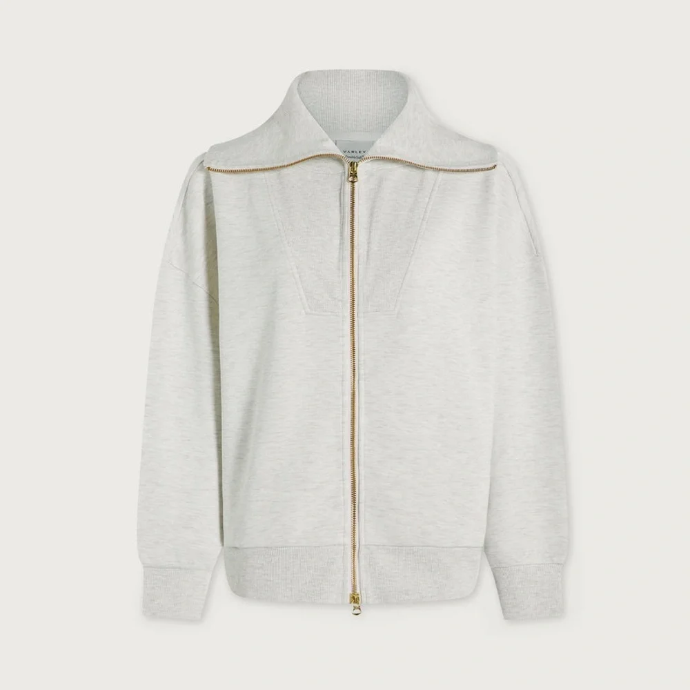 Varley Halley Zip-Through Sweat in Ivory Marl - Picture 5 of 10